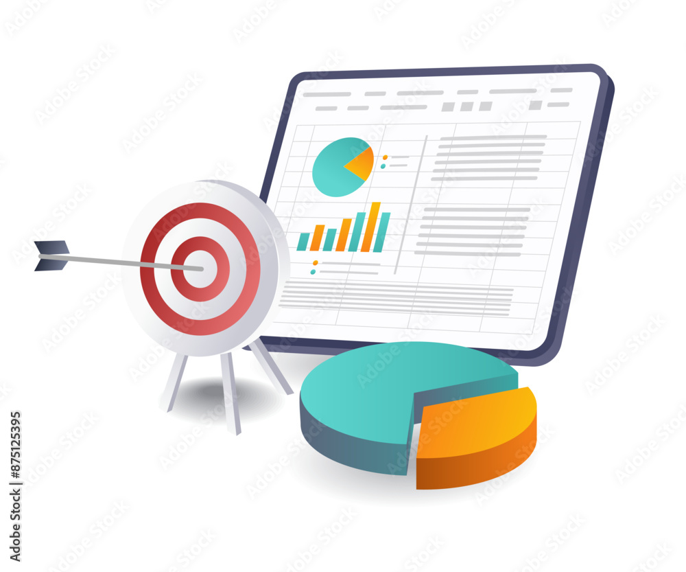 Aufkleber analyzing business data development targets