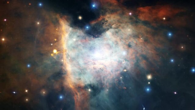 Space journey through star field and space nabulae into Proto-Planetary Systems in the Great Orion. Elements image are furnished by NASA taken with the Hubble telescope. 