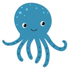 Adorable Cartoon Octopus Illustration - Cute and Playful Sea Creature Vector Art for Children's Books, Educational Materials, and Creative Projects