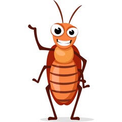 Cheerful Cartoon Cockroach Illustration - Fun and Playful Insect Vector Art for Children's Books, Educational Materials, and Creative Projects
