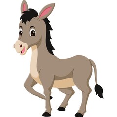 Adorable Cartoon Donkey Illustration - Cheerful and Playful Animal Vector Art for Children's Books, Educational Materials, and Creative Projects