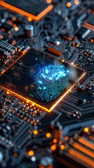Fingerprint scanning and biometric authentication, processing of biometric for access personal data. AI generated illustration