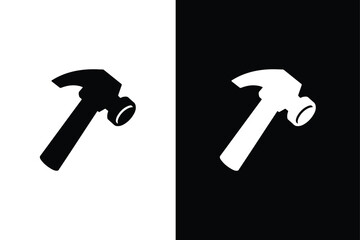 Hammer icon template black white color. Hammer symbol Flat vector sign isolated on white background. Simple vector illustration
