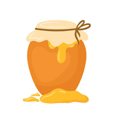 Hand drawn honey jar with honey dripping vector illustration