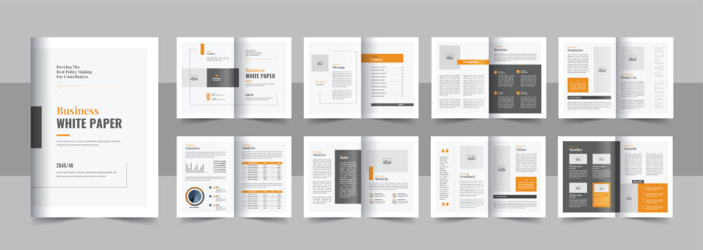 Business white paper design booklet or white paper design template layout 