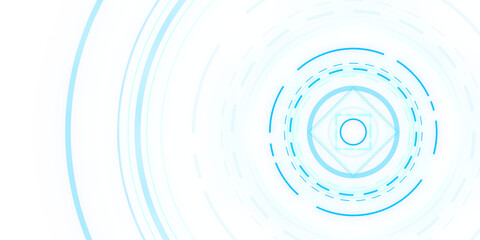 Abstract blue and white concentric geometric shapes on a light background, concept of digital technology. 3D Rendering