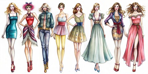  a variety of fashion figure sketches 