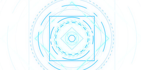 Abstract blue geometric shapes on a white background, depicting a digital or technological concept. 3D Rendering