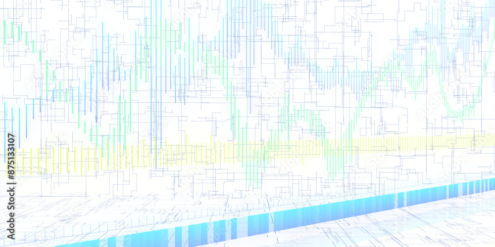 Aufkleber Abstract digital lines and geometric shapes on a white background representing a technology concept, light. 3D Rendering