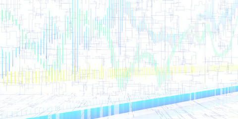 Abstract digital lines and geometric shapes on a white background representing a technology concept, light. 3D Rendering