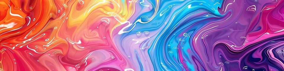 Abstract background with colorful liquid paint swirls in various shades, forming unique patterns on paper.