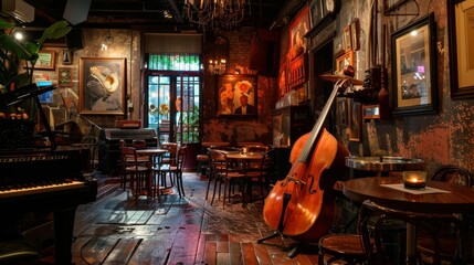 Smoky jazz clubs with live music AI generated illustration