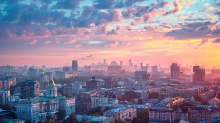 Obraz premium Soft pastel colors highlighting the citys beauty AI generated illustration