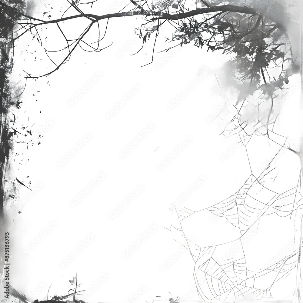Poster transparent winter frame with tree branches