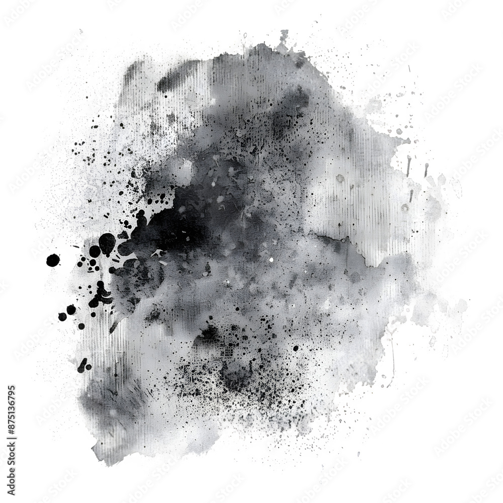 Poster abstract grunge ink splash on transparent background