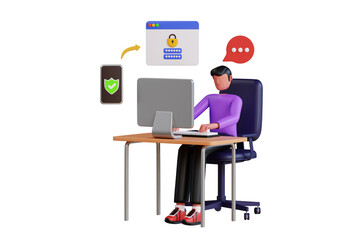 Two Factor Authentication 3D Illustration. Two Step Verification 3D Illustration