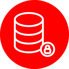 Secure Data Vector Line White Circle Red