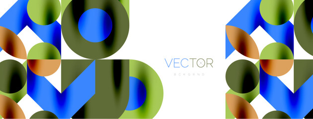 Metal color circles with shadows and other geometric elements composition for wallpaper, banner, background or landing