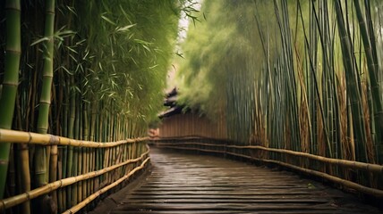 Obraz premium bamboo forest walking road