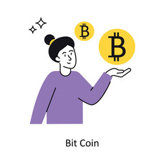 Bit Coin vector Flat Design illustration. Symbol on White background EPS 10 