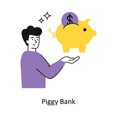 Piggy Bank vector Flat Design illustration. Symbol on White background EPS 10 