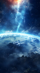 Digital space with Milky Way and nebula abstract graphic poster background