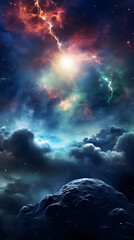 Digital space with Milky Way and nebula abstract graphic poster background