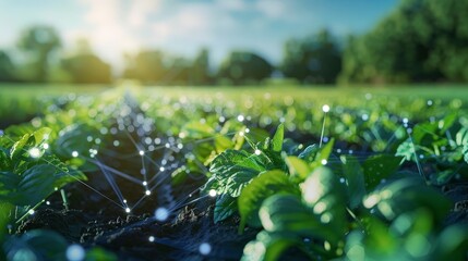 Illustrations Farming Scene, food security and ecosystem resilience in modern ecology in an agricultural field,