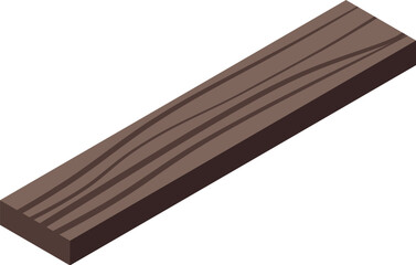 Simple wooden plank is lying flat showing the wood grain and knots