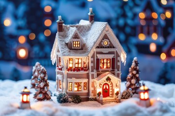 A scene of holiday cheer with beautifully decorated homes, joyful carolers, and smiling faces, spreading warmth and happiness to all with copy space