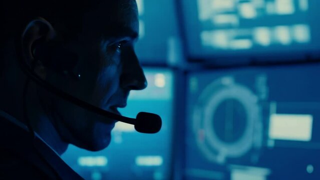 TV operator at work in a control room 