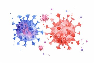 A vivid watercolor illustration of adenovirus