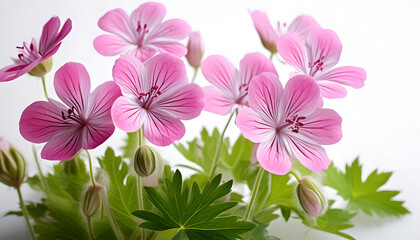 Pink Geranium Flowers Blooming in a Garden Setting