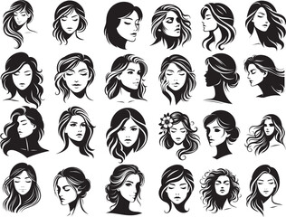 Woman Face silhouette vector illustration style with white background