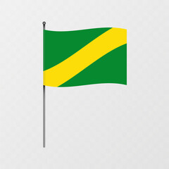 Department of Madre de Dios flag on flagpole. Vector illustration.