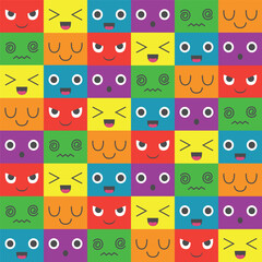 seamless repeating pattern multicolored emoticons