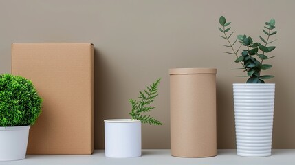 Customizable cardboard packaging solution for personalized branding and consumer engagement. Illustration, Image, , Minimalism,