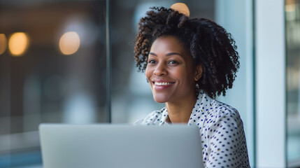 笑顔 女性 デスクワーク 背景