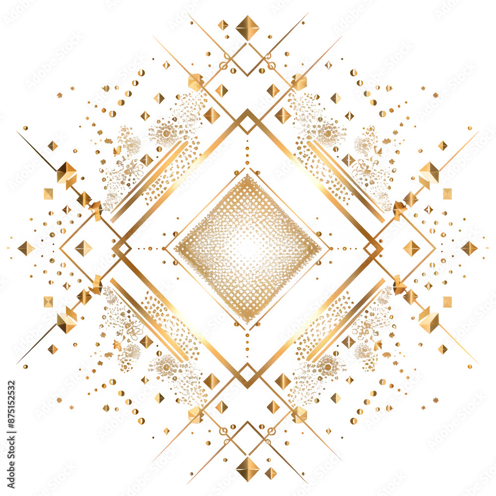 Poster abstract geometric gold pattern on transparent background