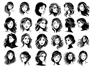 Woman Face silhouette vector illustration style with white background