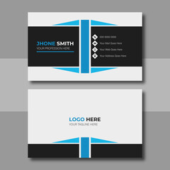 Naklejka premium Clean Corporate Business Card Layout with blue color. Modern unique creative business card. Business card for business and personal use. Vector illustration design, Print ready,