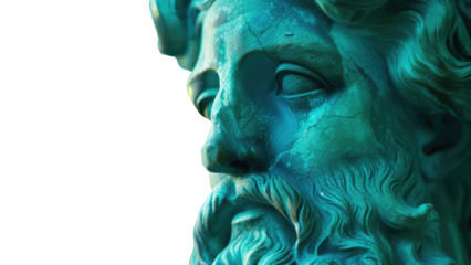 A statue of a bearded man with detailed features.