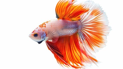 Fototapeta premium Brightly colored Siamese fighting fish against white backdrop
