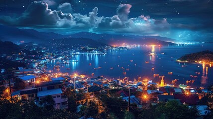 Obraz premium Stunning Cityscape Under the Night Sky