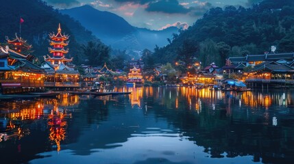 Fototapeta premium Stunning Cityscape Under the Night Sky