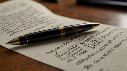 Fototapeta premium The sensation of writing with a fountain pen for the first time ai_generated