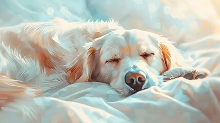 Peaceful Canine Companion in Serene Digital Comfort