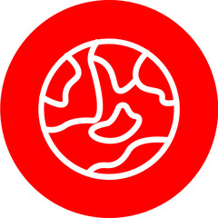 globe Vector Line White Circle Red