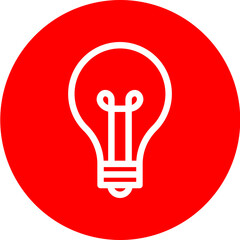 lightbulb Vector Line White Circle Red