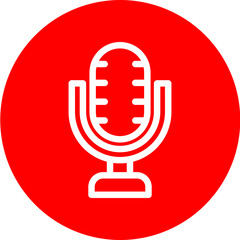 microphone Vector Line White Circle Red